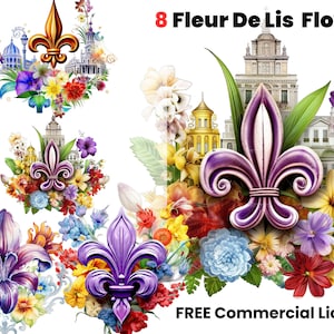 Fleur De Lis Flower F Png, Fleur Png, Elegant art, Louisiana Clipart, Fleur De Lis Png, New Orleans clipart, NOLA PNG, Watercolor clipart
