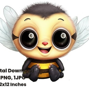Honeybee, Cute Bee clipart, Honey Bee Animals Bee PNG, Bee Daisy Flowers Adorable Bee Sublimation Bee Printable Cute Insects Animals