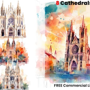 Cathedral Watercolor clipart, Catholic Church, NOLA PNG, cathedral clipart, Church png, graphic design, digital download, sublimation design