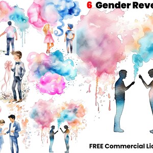 Gender Reveal aquarel clipart, jongen PNG, meisje, sublimatie ontwerpen, roze, blauw, grafische ontwerpen, gender reveal, digitale kunst, sticker png