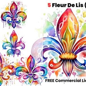 Nola Fleur De Lis C Png, Fleur Png, sublimation, Louisiane Clipart, téléchargement numérique, clipart de la Nouvelle-Orléans, NOLA PNG, clipart, aquarelle png