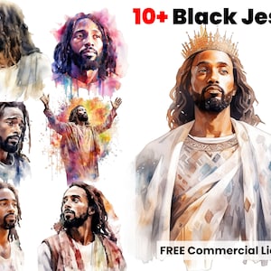 Black Jesus, Christ Watercolor Clipart, Christian Art, Religious png, sublimation design, digital download, graphic design, African American