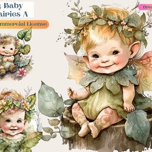 Baby Woodland Fairies, Baby fairy, Fairy, Woodland Fairy, Commercial Use, Watercolor, Fairy, Fairies, Animation, Clip Art, Illustrations