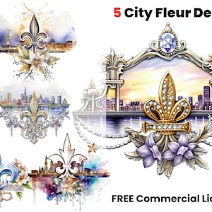 Fleur De Lis City B, New Orleans, Fleur Png, Bridge, River, Louisiana Clipart, New Orleans clipart, NOLA PNG, n.o. clipart, River Front png
