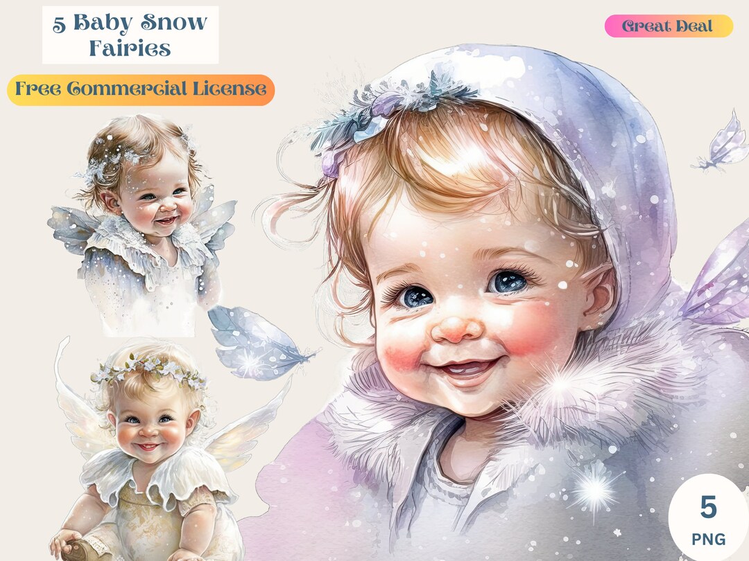 Baby Snow Fairy, Baby Fairy, Woodland Fairy, Commercial Use, Watercolor