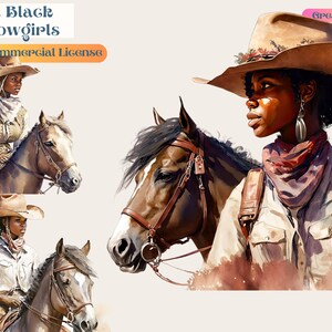 Afro Cowgirl, Black Cowgirl, Clipart afro-américain, illustrations de cowgirl Western, noir clipart, mélanine png, noir PNG, noir Clipart