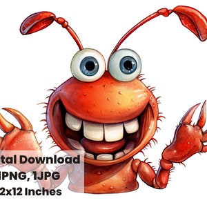 Clipart de aquarela de lagosta de bebê fofo, lagosta, personagem de desenho animado, crianças png, berçário png, png animado, clipart infantil, clipart engraçado, png