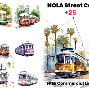 New Orleans Street Cars, Eisenbahn, Einschienenbahn, Louisiana Clipart, New Orleans Clipart, NOLA PNG, Zug, Innenstadt Clipart, French Quarter
