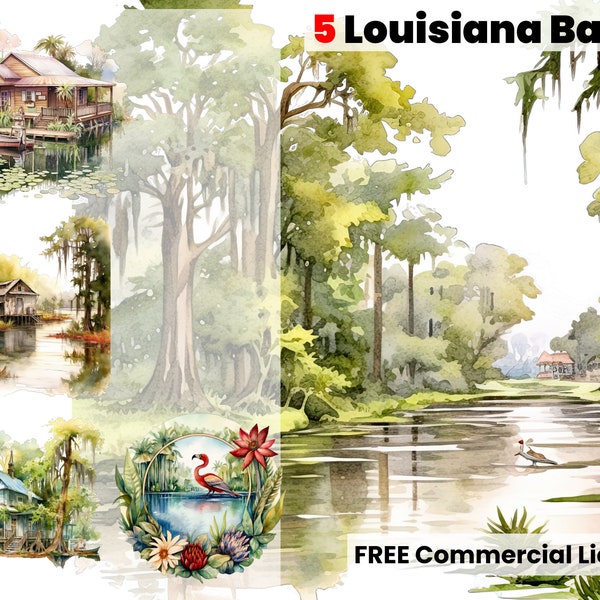 Louisiana Bayou, Swamp, Marsh, Wetland,Digital, Lake, southern wetland clipart, Watercolor Gift Ideas, PNG, Digital Download, commercial use