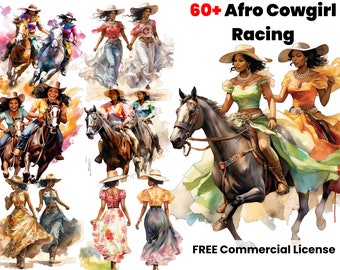 Black Country Cowgirl, Afro art, African American , Western cowgirl, digital download, sublimation designs, graphic design, watercolor png