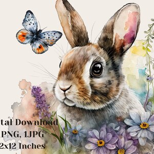 Bunny clipart  Easter Png, Watercolor, Clipart, Sublimation Designs, digital clipart, Commercial License, Spring clipart, cute clipart