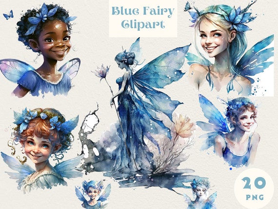 Aqua Fairy 25pc PNG & JPEG Bundle Fairy PNG Watercolor Fairy