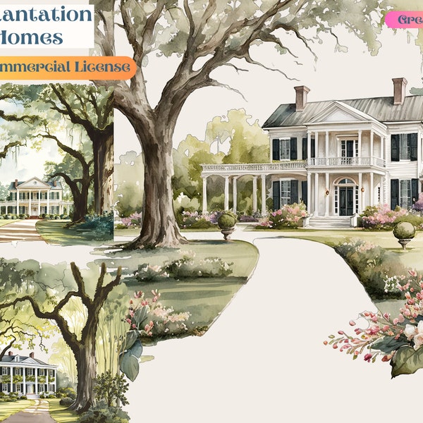 Southern Mansion, haunted mansion, Plantation House, plantation home, Mansion, southern digital paper, Southern png, southern trendy art,