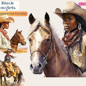 Afro Cowgirl, Cowgirl noire, Cowgirl afro-américaine, Illustrations de cowgirl occidentales, Clipart noir, mélanine png, PNG noir, Clipart noir