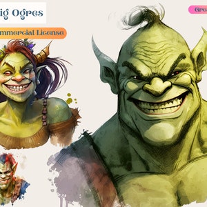 Ogre, Ogre art, Troll Art, Troll, Troll ClipArt, Instant Download, PNG, Commercial Use, Watercolor, Fairy, Fairies, Animation, fantasy