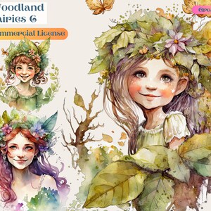Woodland Fairies C, Fairy, Woodland Fairy, Commercial Use, Watercolor, Fairy, Fairies, Animation, Clip Art, Illustrations, Digital Design