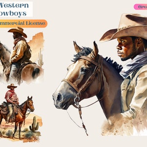 Afro Cowboy, Black Cowboy, African American Cowboy, Western cowboy illustrations, Black clipart, melanin png, Black PNG, Black Clipart,