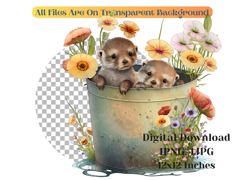 Cute Otter Clip Art Image Files Watercolor Art Watercolor - Etsy