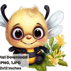 Bumblebee, Cute Bee clipart, Honey Bee Animals Bee PNG, Bee Daisy Flowers Adorable Bee Sublimation Bee Printable Cute Insects Animals