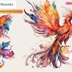 Phoenix, Oiseau, Téléchargement numérique, Clip art, PNG, conceptions de sublimation, téléchargements de conceptions de sublimation, aquarelle, renaître de ses cendres, oiseau de feu