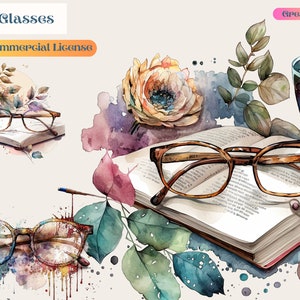Glasses, Bifocals, Watercolor Gift Ideas, Clip Art, PNG, Digital Download, watercolor clipart, png art,Fantasy, Digital planner, Digita, art