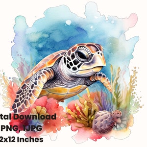 Sea Turtle, Cute Sea Turtle clipart, Ocean Animals Sea Turtle PNG, Sea Turtle Ocean clipart, Underwater clipart, Turtle Printable Sea Turtle