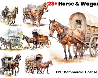 Old Time Horse and Wagon, Watercolor clipart, Horse and Buggy, Sublimation design, graphic design, digital download, digital art, png, print