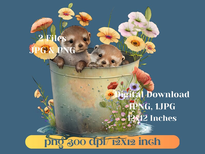 Cute Otter Clip Art Image Files Watercolor Art Watercolor - Etsy