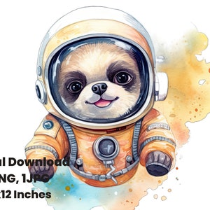 Perro espacial, imágenes prediseñadas de perro astronauta, espacio exterior png, impresión de acuarela, descarga digital, diseños gráficos, sublimación, arte digital, dibujos animados para niños