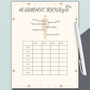 Body measurement tracker, fitness planner, weight loss tracker, body measurement, minimalist tracker, printable, body measurement, aesthetic