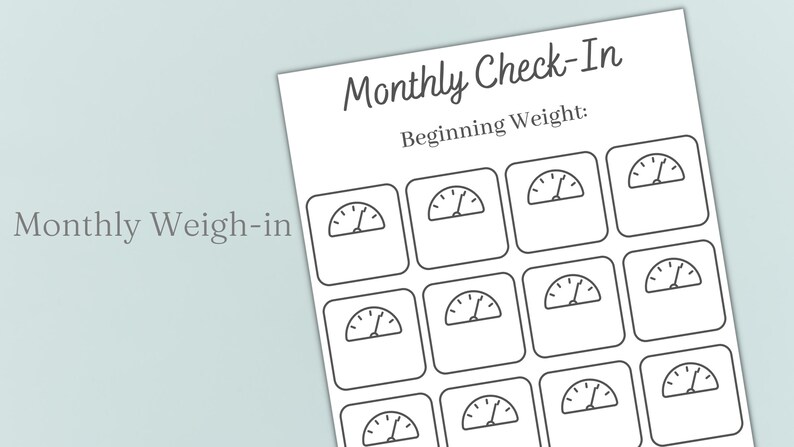 Monthly Weigh-in Weight Loss Calendar, Weight Loss Tracker, Weight Loss Journal, Weight Loss ...