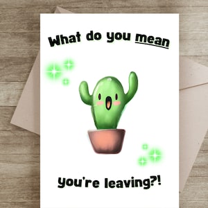 Carte de départ pour collègue ou ami/famille - Carte de vœux cactus imprimable - 5x7