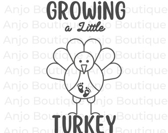 Graviditetsmeddelande för Thanksgiving-barnkalkon, babymeddelande för odling, SVG, PNG, DXF, silhuett, Cricut, direktnedladdning