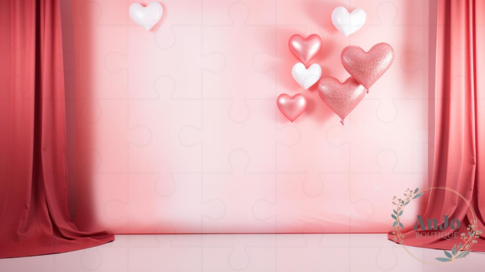 Backdrop Ms Virtual Background Backdrop Valentines Day Pink Balloons Hearts Meeting ...