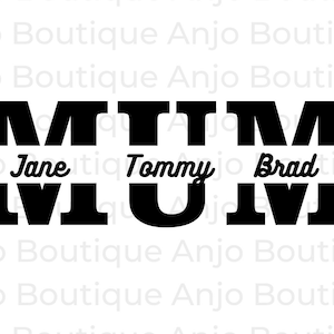 Mum Split Name Mom, Mother, Mother&#39;s Day, Mom cut file, Mom outline, SVG PNG PDF and more | Silhouette Cricut cutting Ready Instant Download