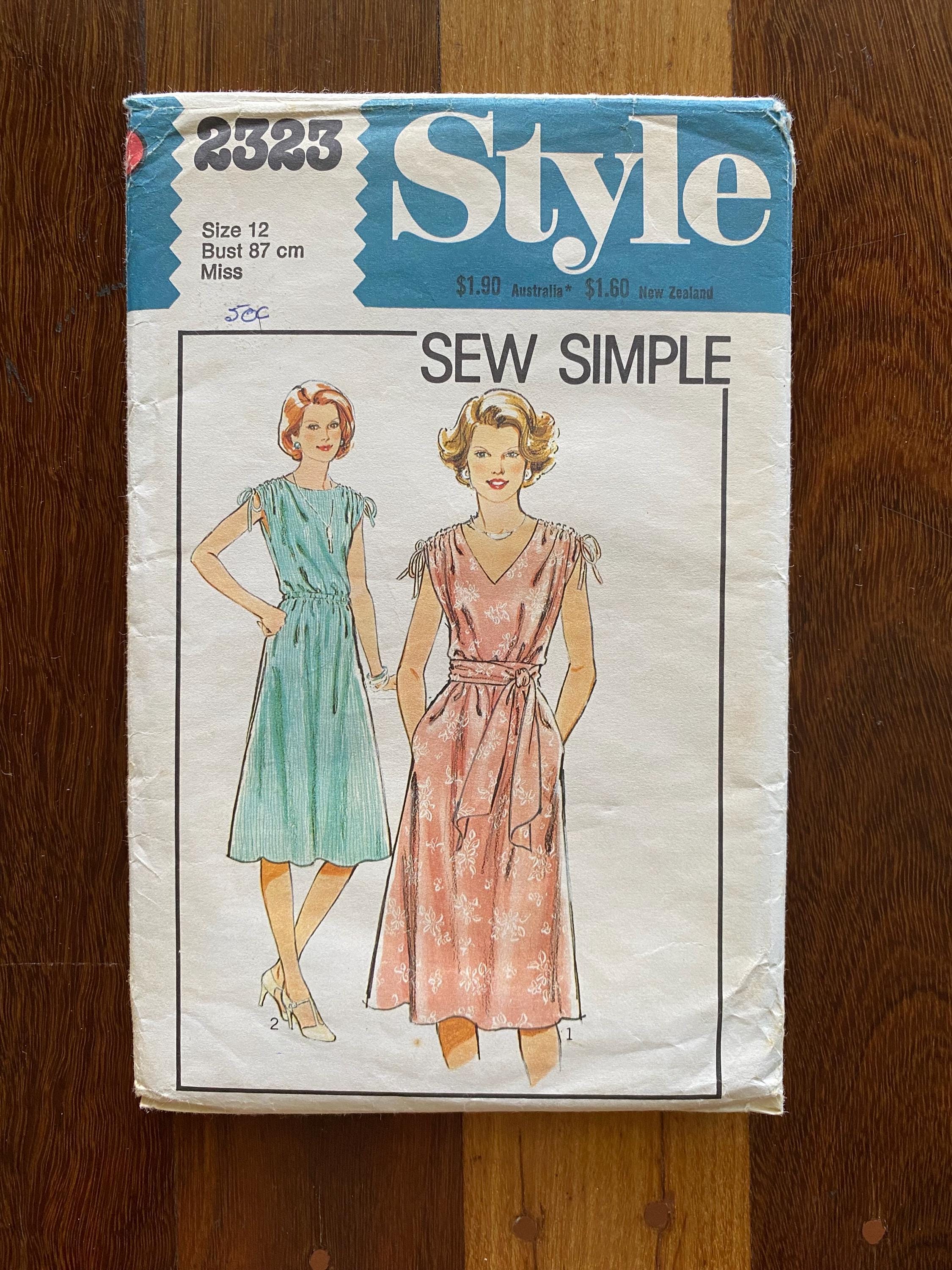 Vintage Sewing Pattern - Style 2323 Sew Simple Misses’ Dress Size 12 ...