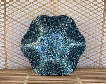 Genuine Paua Shell Wavy Bowl Trinket Dish Made in New Zealand