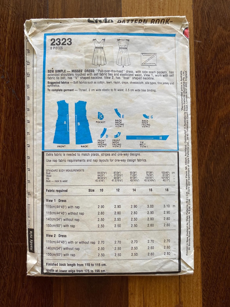 Vintage Sewing Pattern - Style 2323 Sew Simple Misses’ Dress Size 12 ...