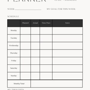 Runner&#39;s Weekly Log: Digital Running Planner for Goal-Oriented Runners