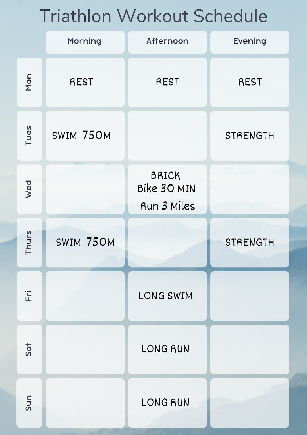 Trithlon Program Easy Triathlon Triumph: Your Weekly Training Planner - Etsy