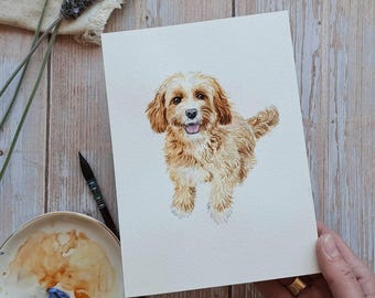 Mini Custom Dog Portrait Watercolor • Small 5x7 Pet Painting • Personalized Pet Memorial Gift • Cat Portrait • Pet Art Made in Australia