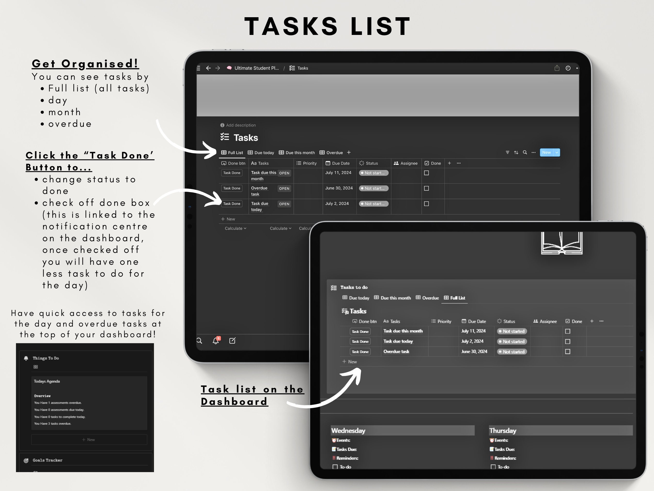 Notion Template Dark Student Planner Dark Mode Notion Template Student ...