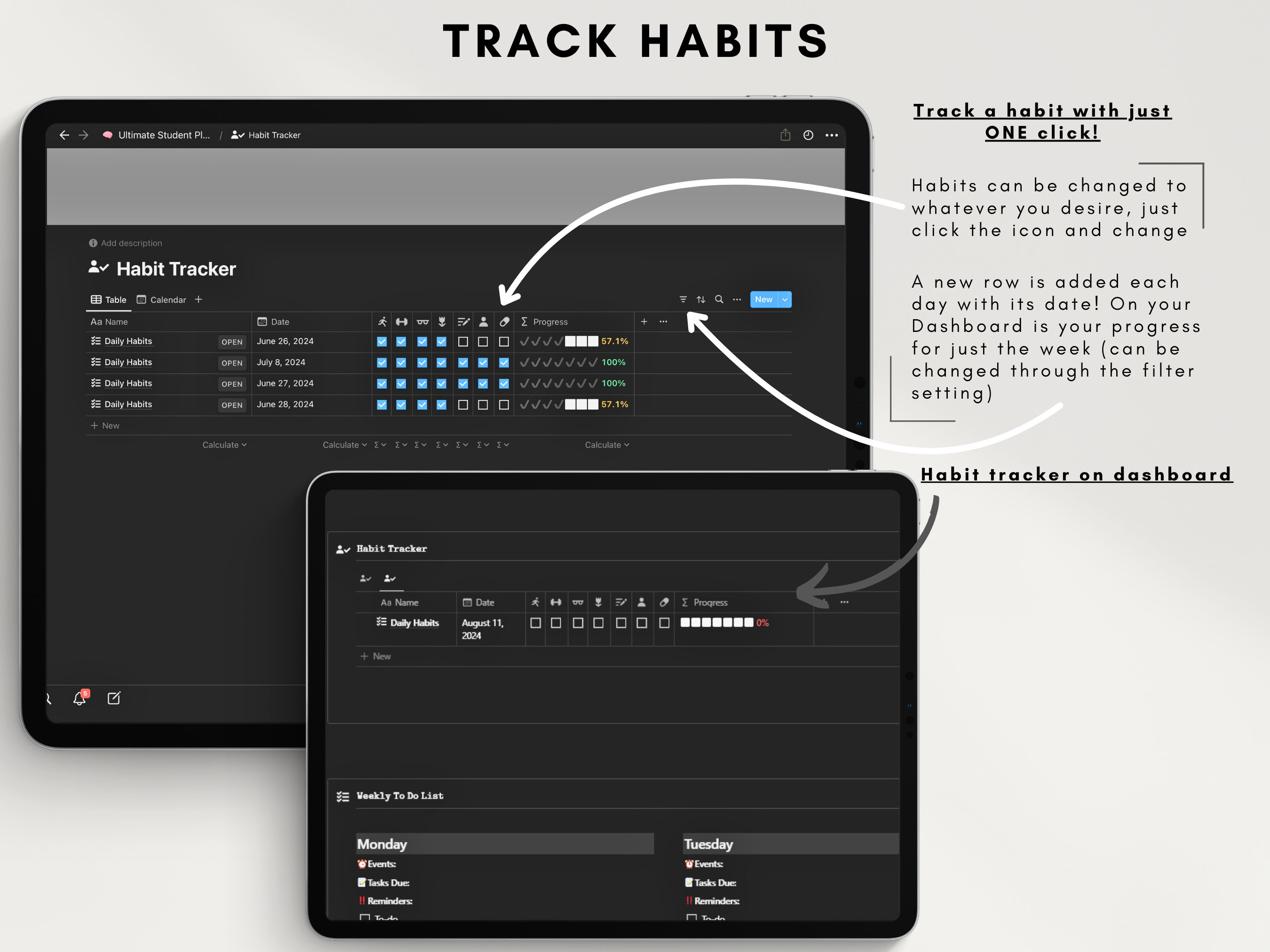 Notion Template Dark Student Planner Dark Mode Notion Template Student ...