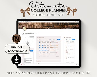 Agenda universitaire Notion, agenda étudiant esthétique tout-en-un, agenda numérique Notion, agenda universitaire ultime, tableau de bord That Girl