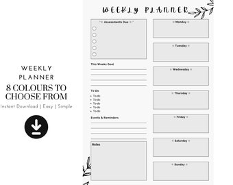 Agenda hebdomadaire étudiant, agenda quotidien, agenda hebdomadaire, programme hebdomadaire imprimable, agenda 2024, modèle hebdomadaire Canva