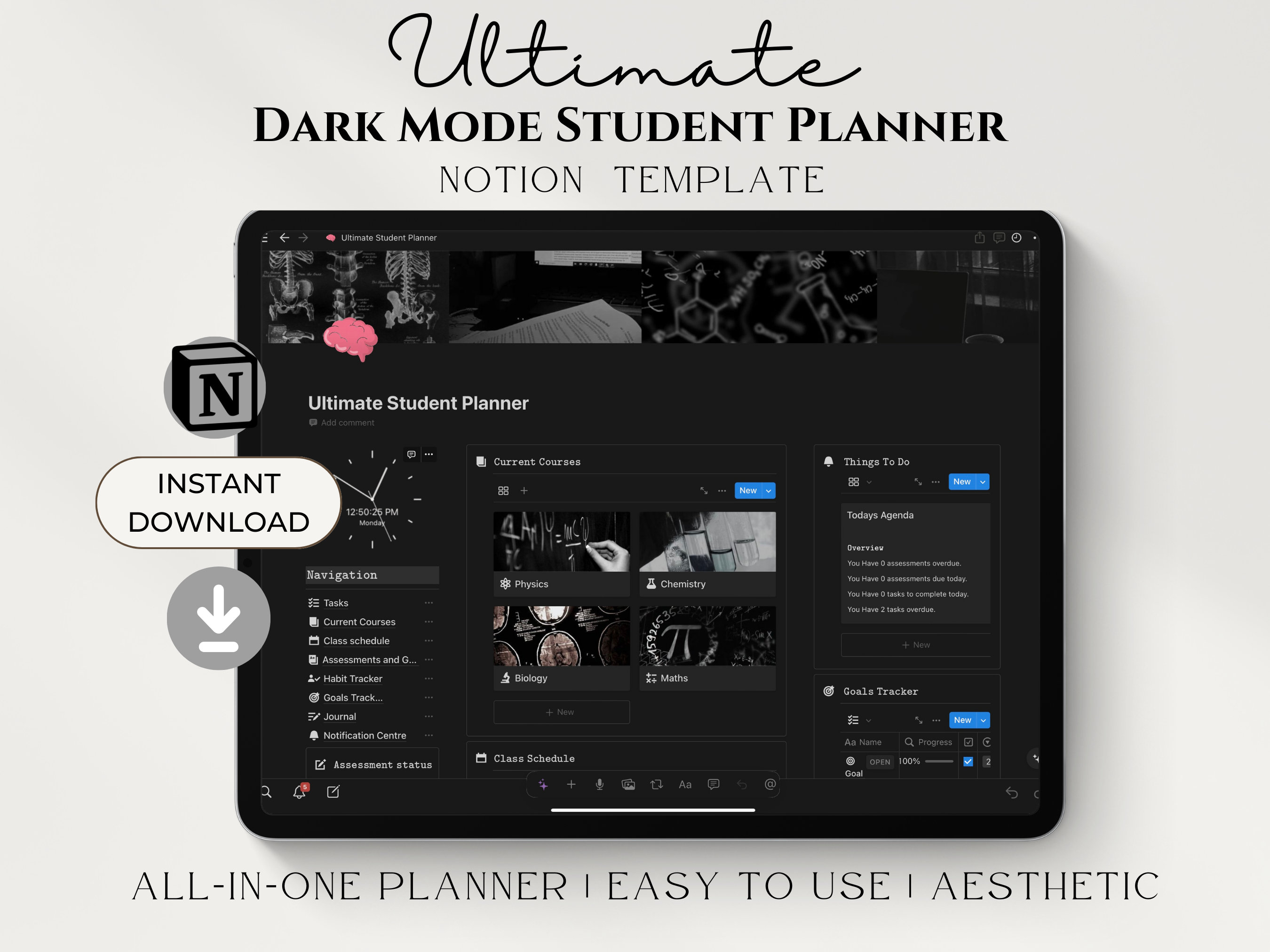 Notion Template Dark Student Planner Dark Mode Notion Template Student ...