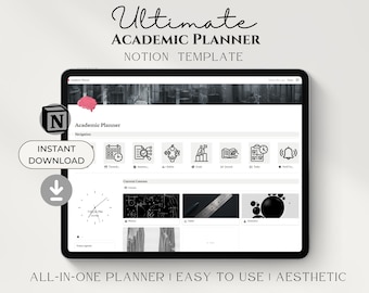 Modèle académique notion, planificateur de vie étudiante ultime notion, tableau de bord esthétique minimal étudiant, tout-en-un notion 2024 téléchargement numérique