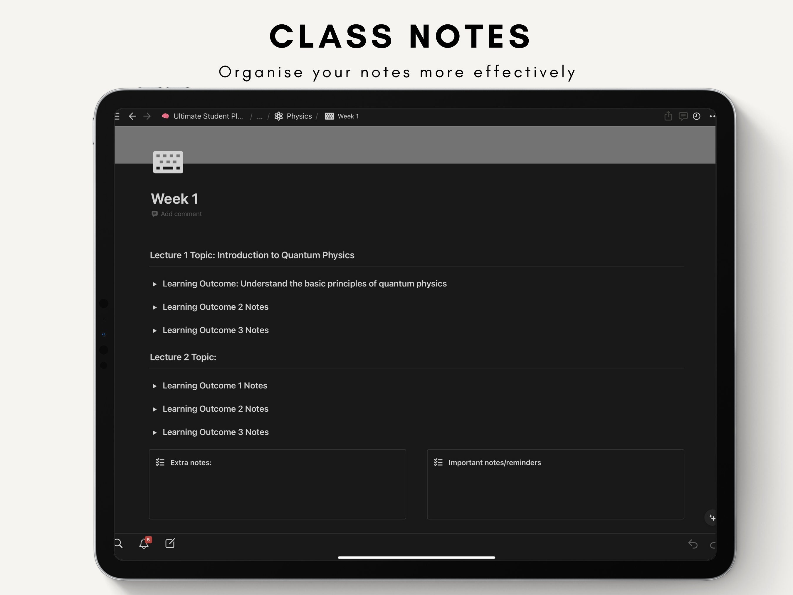 Notion Dark Mode Aesthetic Planner, Ultimate Student Life Planner ...