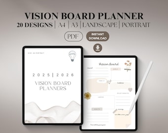 2025 Vision Board Digital, Mindfulness Digital Printable, Goodnotes Digital PDF, Mood Board Kit, Law of Attraction,  Printable Journaling
