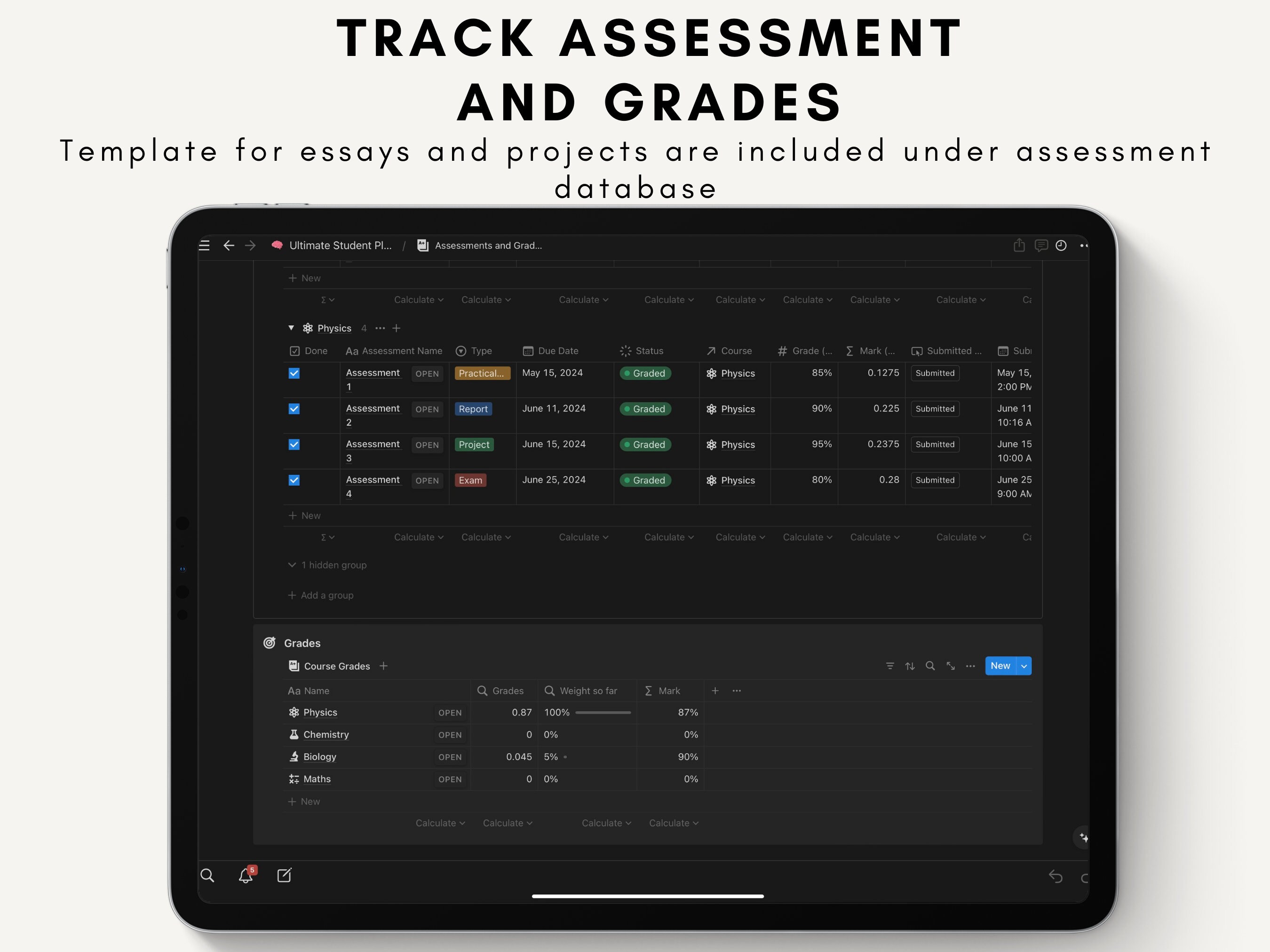 Notion Dark Mode Aesthetic Planner, Ultimate Student Life Planner ...